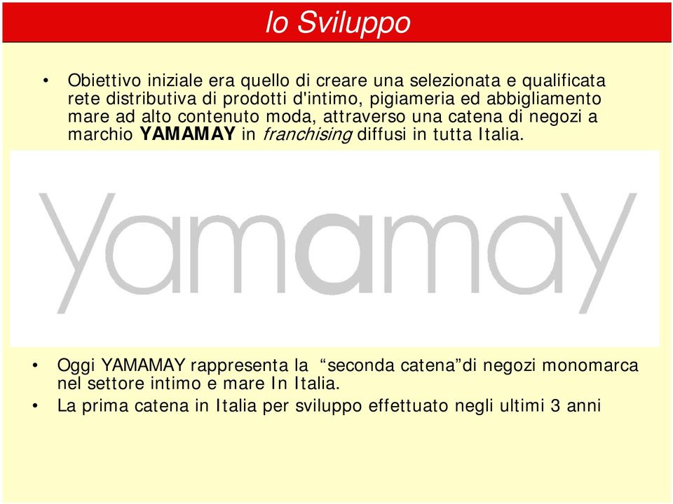 marchio YAMAMAY in franchising diffusi in tutta Italia.