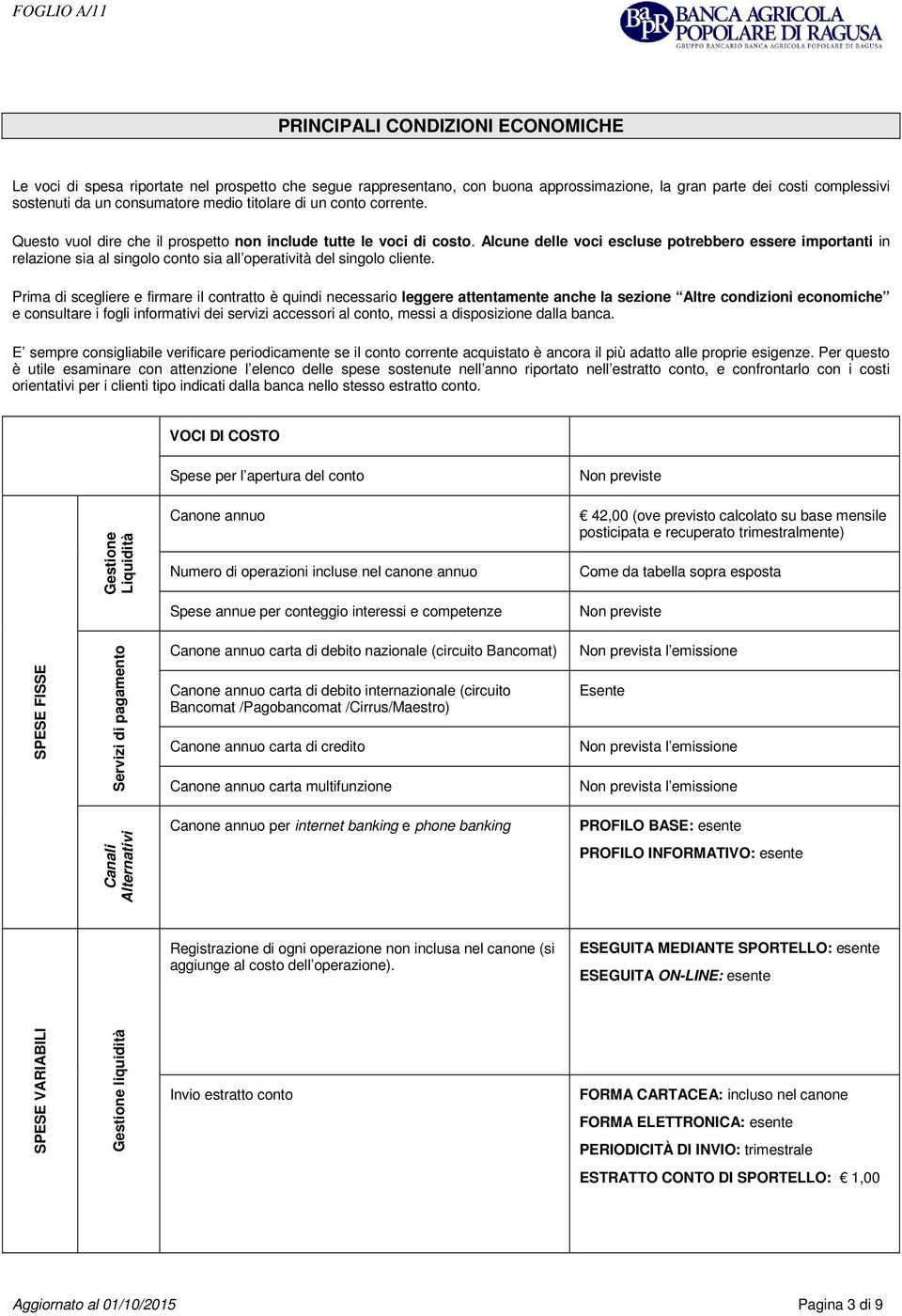 Alcune delle voci escluse potrebbero essere importanti in relazione sia al singolo conto sia all operatività del singolo cliente.