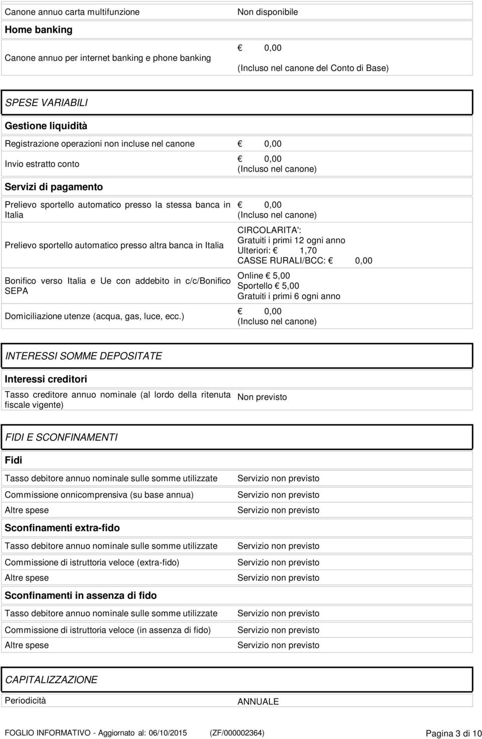 Bonifico verso Italia e Ue con addebito in c/c/bonifico SEPA Domiciliazione utenze (acqua, gas, luce, ecc.