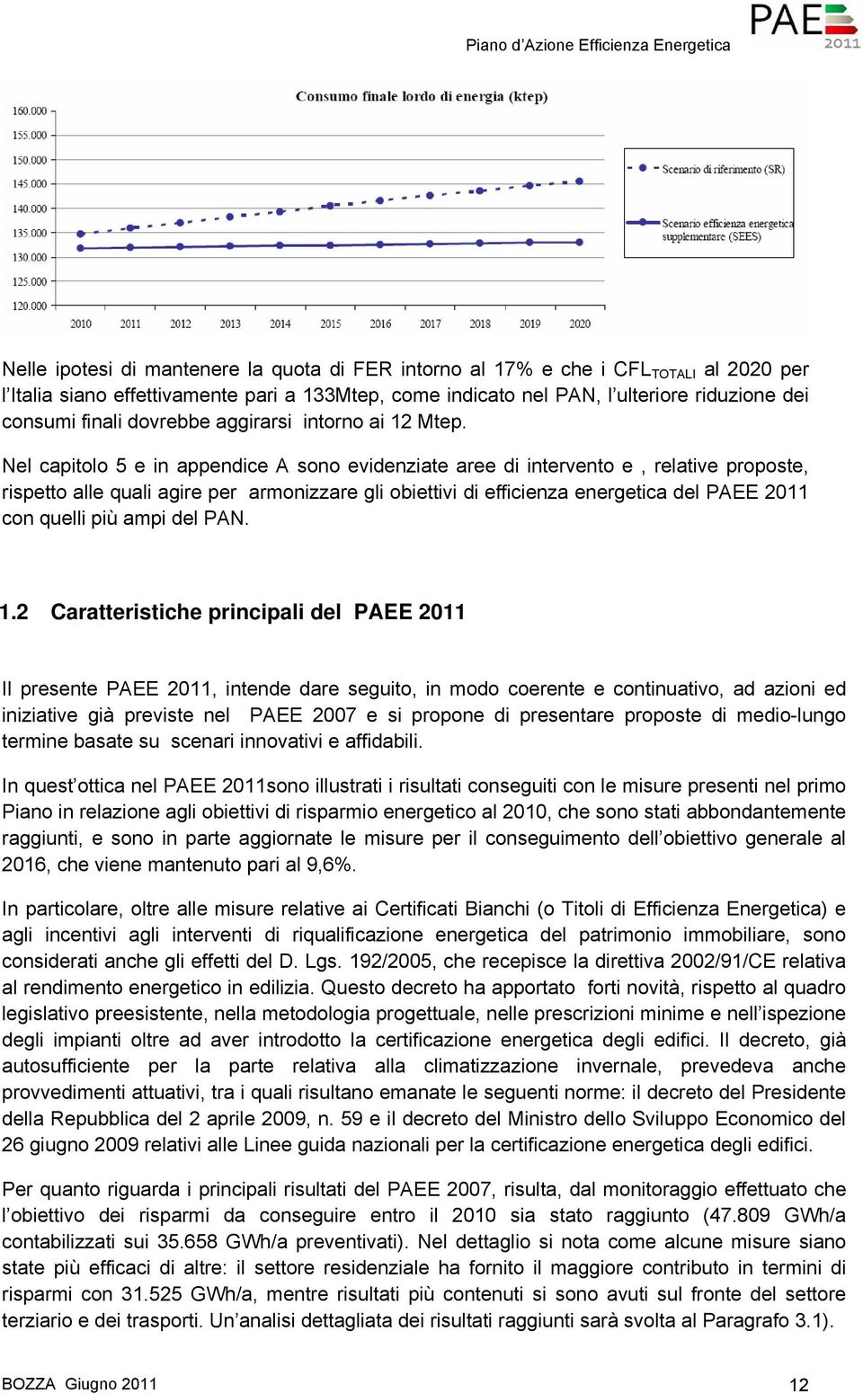 Nel capitolo 5 e in appendice A sono evidenziate aree di intervento e, relative proposte, rispetto alle quali agire per armonizzare gli obiettivi di efficienza energetica del PAEE 2011 con quelli più