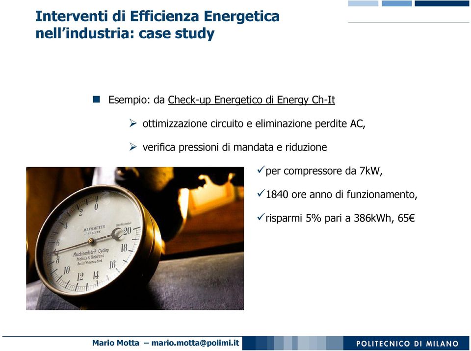 eliminazione perdite AC, verifica pressioni di mandata e riduzione per