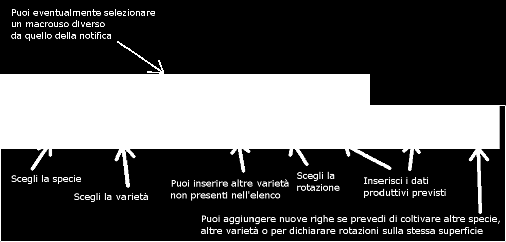 COMPILAZIONE STANDARD Entra in ciascun mappale per dichiarare la superficie prevista e la resa