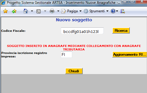 Nel caso in cui il fornitore non sia presente in ANAGRAFE occorre inserirlo agendo sul link Inserimento nuovi fornitori/ altri soggetti o, se si tratta di ditte estere e perciò non presenti nell