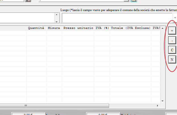 Per inserire le diverse voci del documento, con la loro quantità, prezzo e descrizione, adoperare la parte centrale della scheda e in particolare i