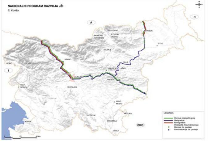 Figura 7: Modernizzazione della rete ferroviaria sul Corridoio X A tali progetti si aggiunge la costruzione del secondo binario