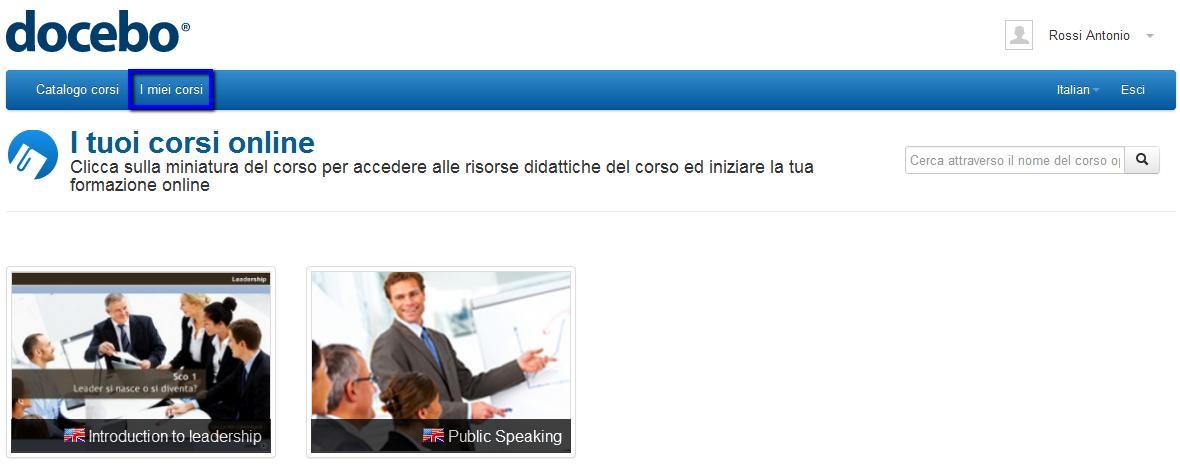 N.B.: Se nessun corso è visibile è perché non sei ancora stato iscritto.