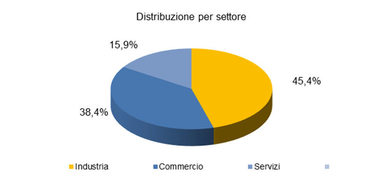 Distribuzione operazioni accolte a livello territoriale, settoriale e per tipologia di intervento, gennaio - dicembre 2015 Soprattutto imprese del Nord (47,6%) hanno avuto