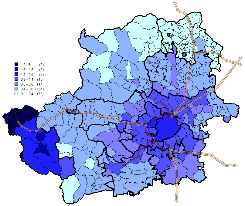 Figura 11: Mappa della distribuzione comunale II semestre Figura 12: Mappa dei