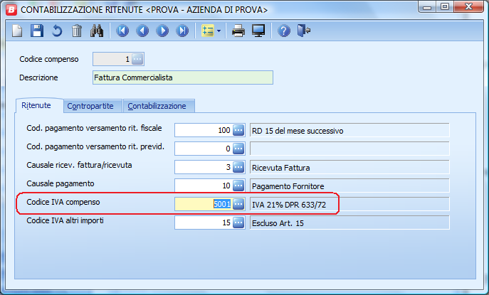 Variazione del codice Iva sulla Tabella Contabilizzazione Ritenute Per chi possiede il modulo Ritenute, prima di procedere alla contabilizzazione delle fatture con aliquota al 21% è necessario