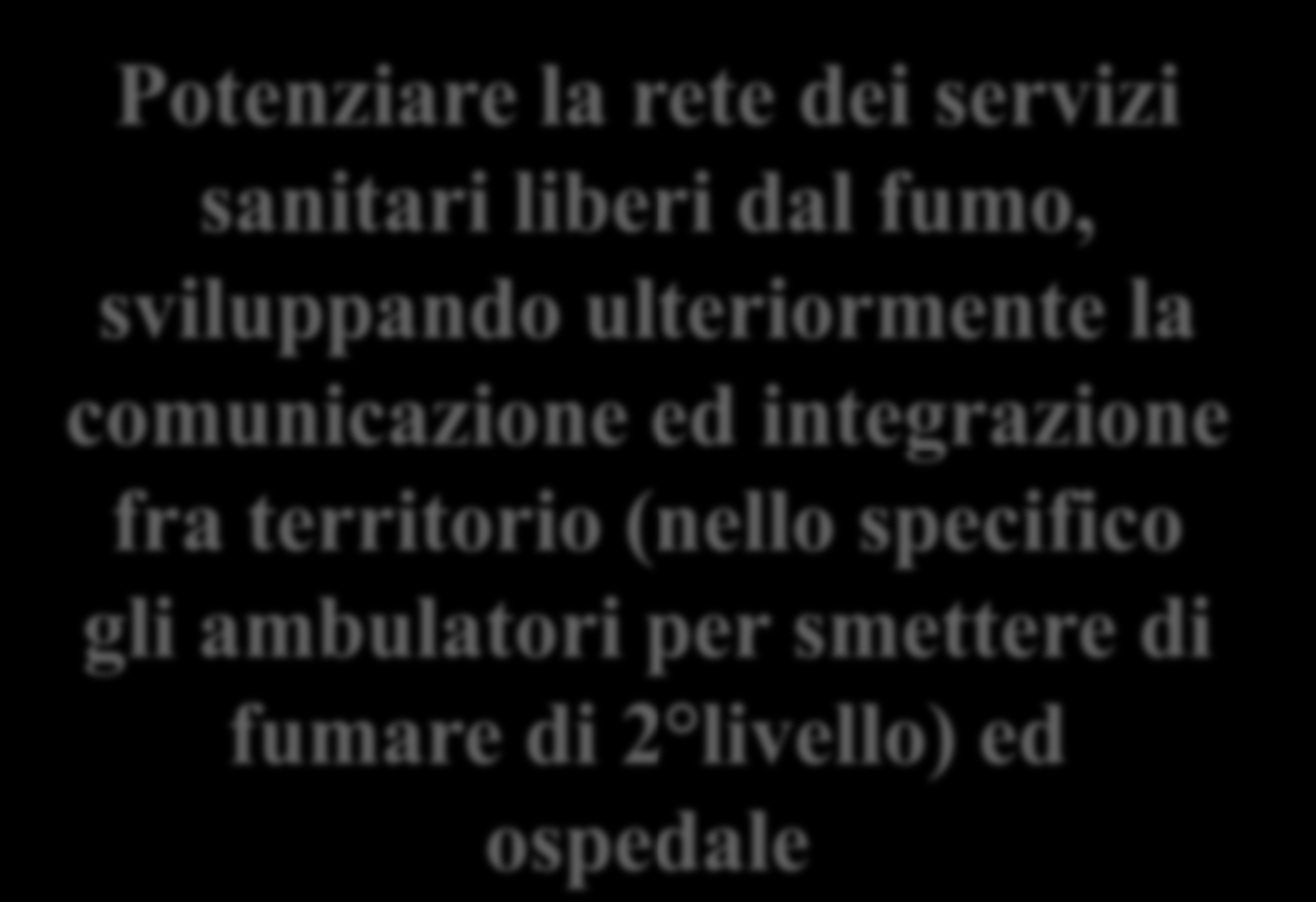 fra territorio (nello specifico gli ambulatori per smettere