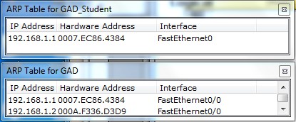 9. Click Reset Simulation. Notare che anche se la lista degli eventi è svuotata la tabella ARP conserva le righe. 10. Click Auto Capture/Play.