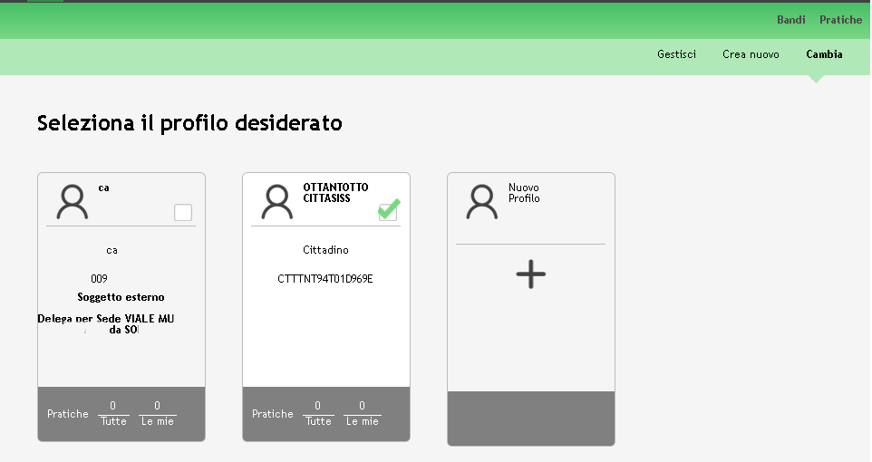 Figura 23 Delega creata Una volta creata, la delega comparirà nell elenco delle deleghe fatte. Cliccando su sarà possibile rimuovere la delega data.