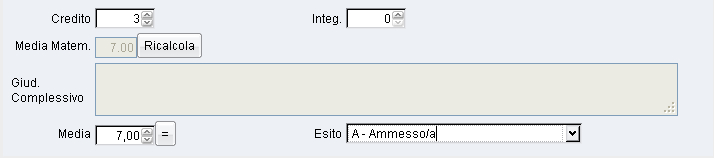 Caricamento Voti Per Alunno (docente coordinatore) Il programma prospetta l'elenco delle materie assegnate all'alunno scelto e riporta a fianco le caselline di inserimento dei voti e dei Giudizi