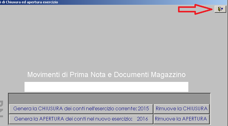 Completare l operazione cliccando sul pulsante di uscita indicato