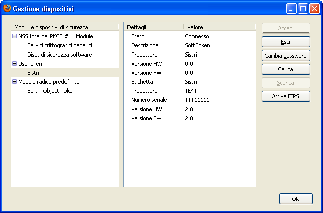 Inserire il PIN del dispositivo USB Per dispositivi USB multiutente