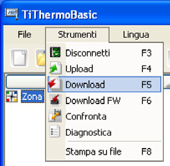 TiThermoBasic 28 7.2 Download La funzione di Download consente di trasferire alla Centrale, tutta o parte della configurazione del progetto aperto in TiThermoBasic.