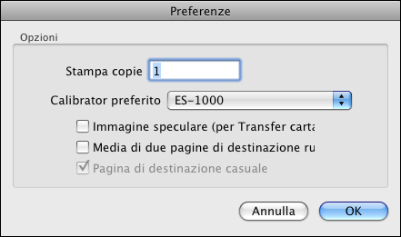 CALIBRAZIONE 22 3 Per confermare il metodo di calibrazione, selezionare Preferenze dal menu ColorCal. Per impostazione predefinita, Calibrator preferito è impostato su Scanner fotocopiatrice.