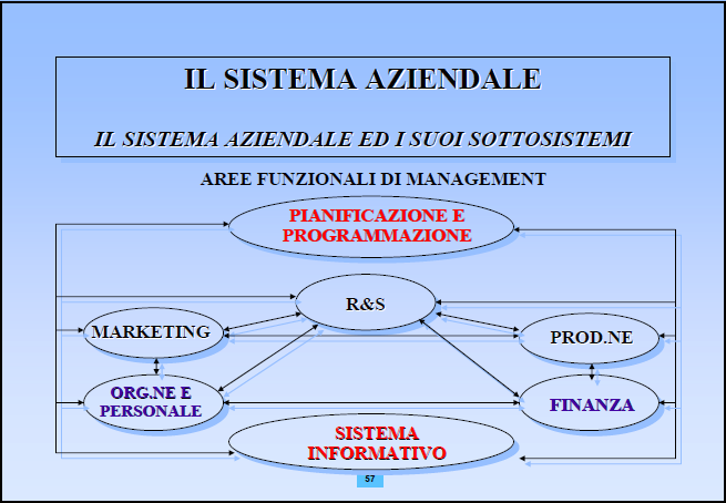 Un diverso approccio è quello che individua all interno del sistema azienda le aree