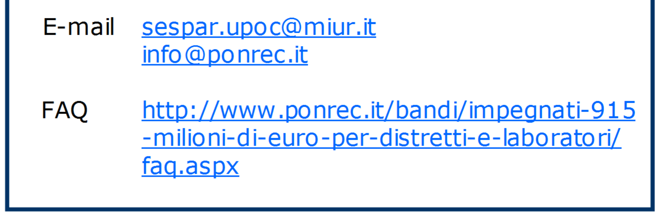 Assistenza Dal lunedì al venerdì orario: 8.30 13.00 / 14.00 15.30 Tel. +39.051.61.71.84.2 Email ponrc2@cineca.