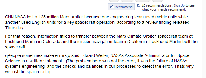Importanza della definizione della unità di misura NASA s Mars Climate Orbiter crashed into the Red Planet