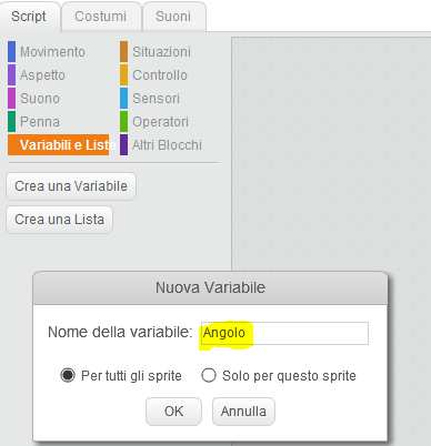 Ricordati che puoi sempre ridimensionare tutti gli sprites cliccando sui pulsanti:.