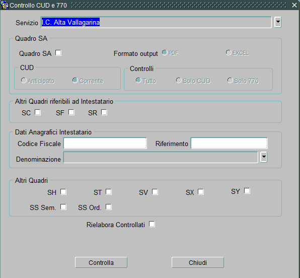 6 CONTROLLO DATI CU Si procede al controllo dei cu creati dal punto menù CU e 770, Controllo CU e 770.