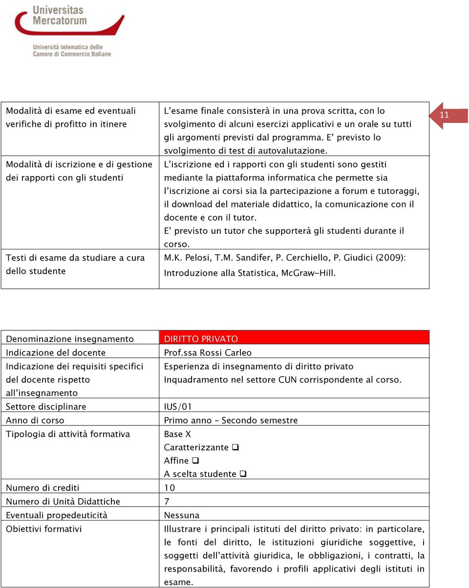 L iscrizione ed i rapporti con gli studenti sono gestiti mediante la piattaforma informatica che permette sia l iscrizione ai corsi sia la partecipazione a forum e tutoraggi, il download del