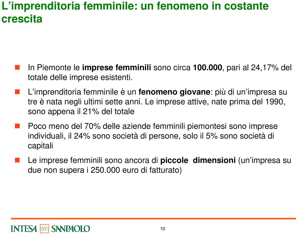 L imprenditoria femminile è un fenomeno giovane: più di un impresa su tre è nata negli ultimi sette anni.