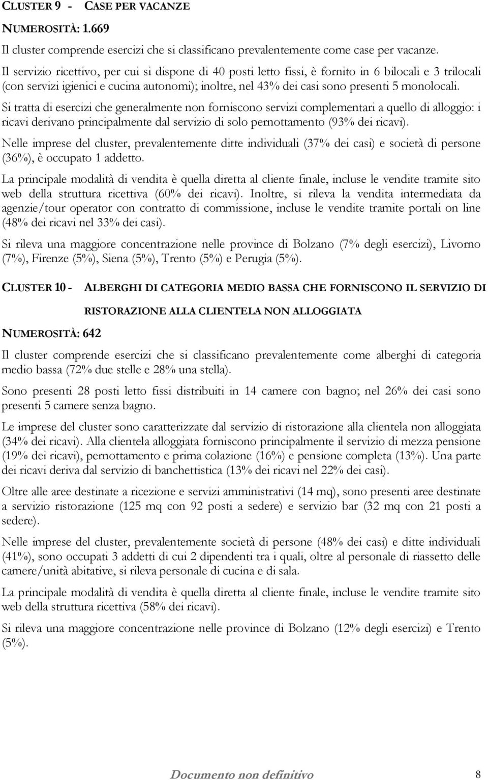 ricavi derivano principalmente dal servizio di solo pernottamento (93% dei ricavi).