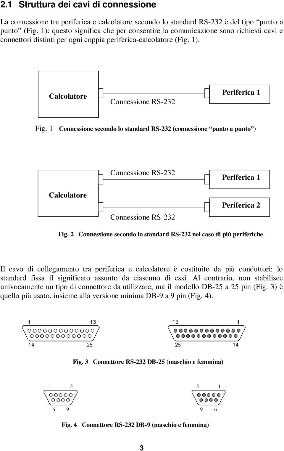 1 Connessione secondo lo standard RS-232 (connessione punto a punto ) Calcolatore Connessione RS-232 Connessione RS-232 Periferica 1 Periferica 2 Fig.