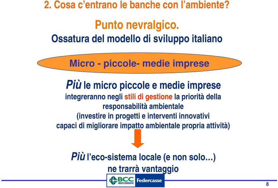 imprese integreranno negli stili di gestione la priorità della responsabilità ambientale (investire in