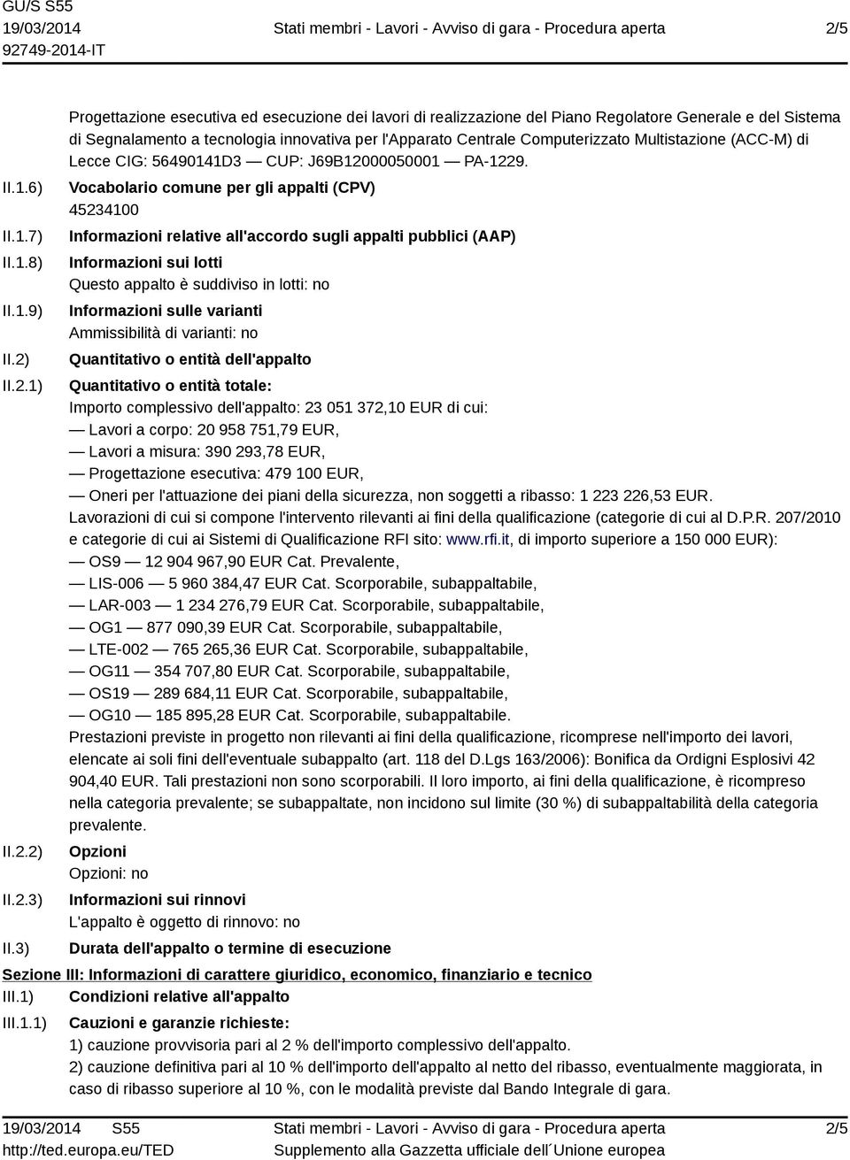 Multistazione (ACC-M) di Lecce CIG: 56490141D3 CUP: J69B12000050001 PA-1229.