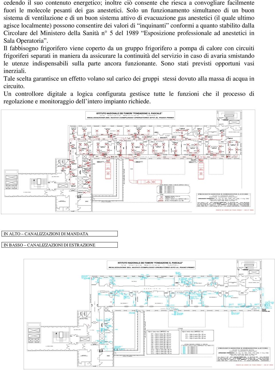 inquinanti conformi a quanto stabilito dalla Circolare del Ministero della Sanità n 5 del 1989 Esposizione professionale ad anestetici in Sala Operatoria.