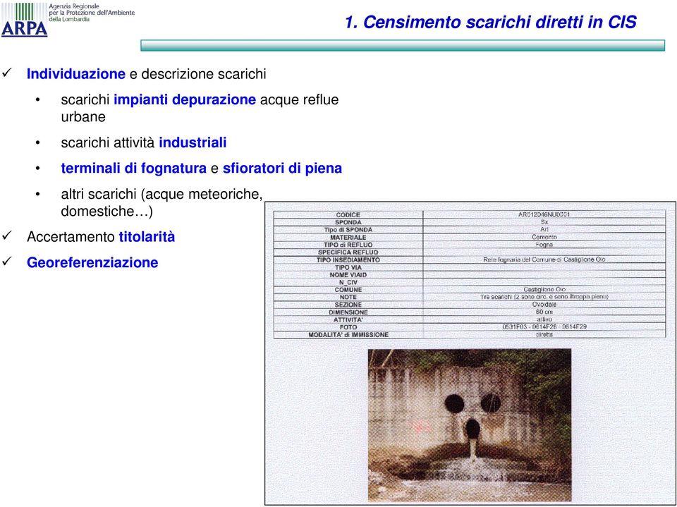 attività industriali terminali di fognatura e sfioratori di piena altri