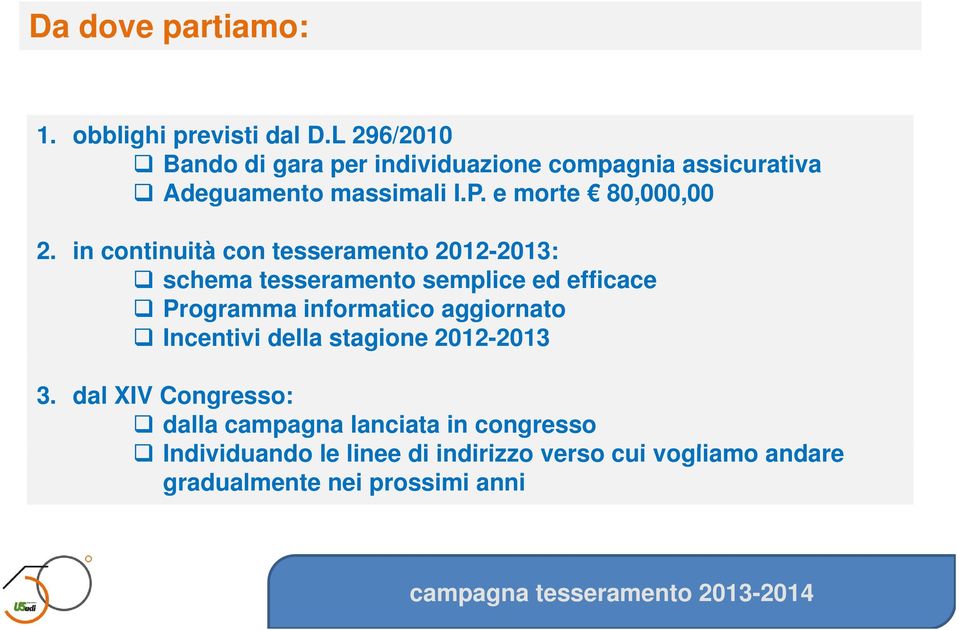 in continuità con tesseramento 2012-2013: schema tesseramento semplice ed efficace Programma informatico aggiornato