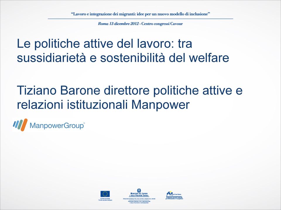 welfare Tiziano Barone direttore