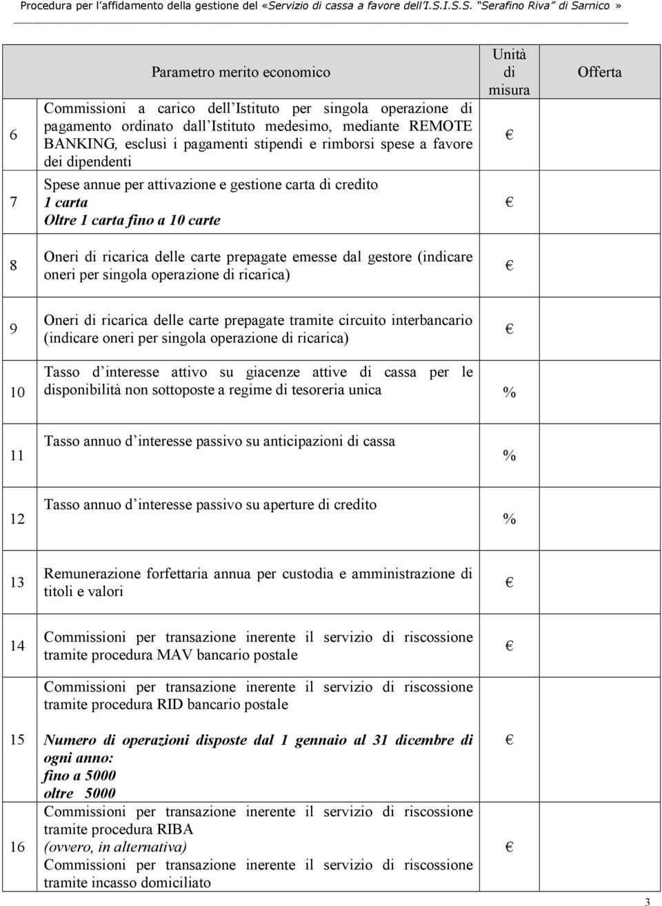 ricarica delle carte prepagate tramite circuito interbancario (incare oneri per singola operazione ricarica) 10 Tasso d interesse attivo su giacenze attive cassa per le sponibilità non sottoposte a