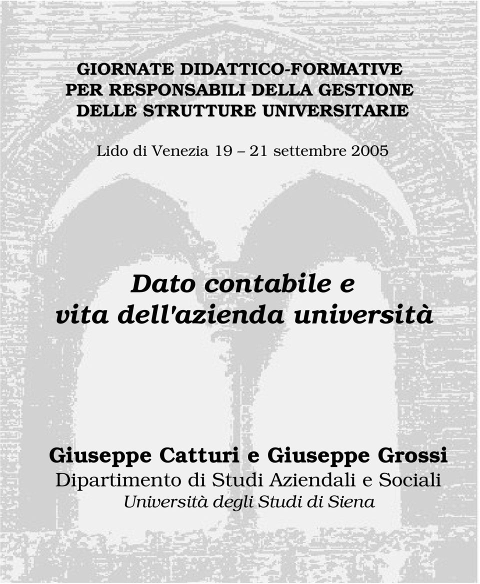 contabile e vita dell'azienda università Giuseppe Catturi e Giuseppe