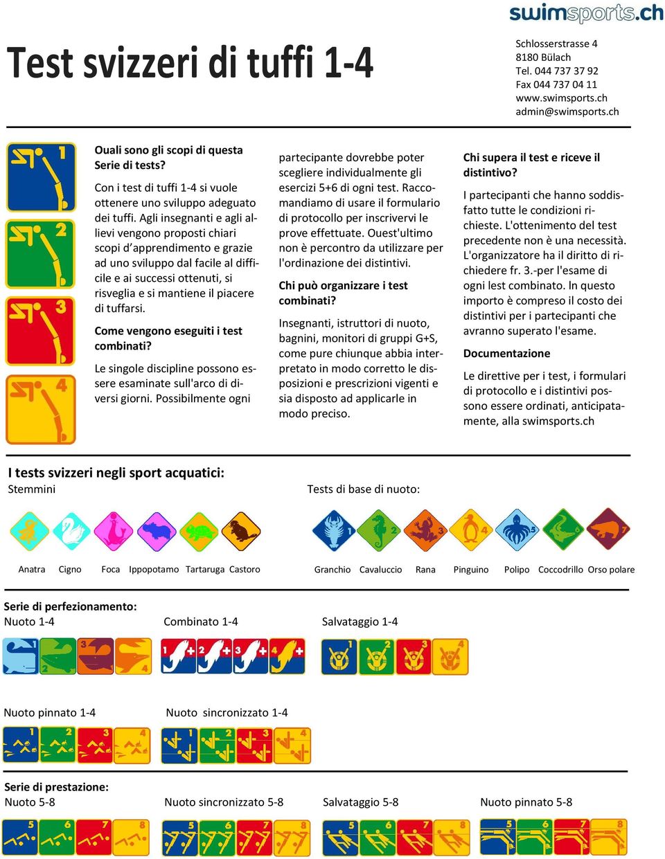 Agli insegnanti e agli allievi vengn prpsti chiari scpi d apprendiment e grazie ad un svilupp l facile al difficile e ai successi ttenuti, si risveglia e si mantiene il piacere di tuffarsi.