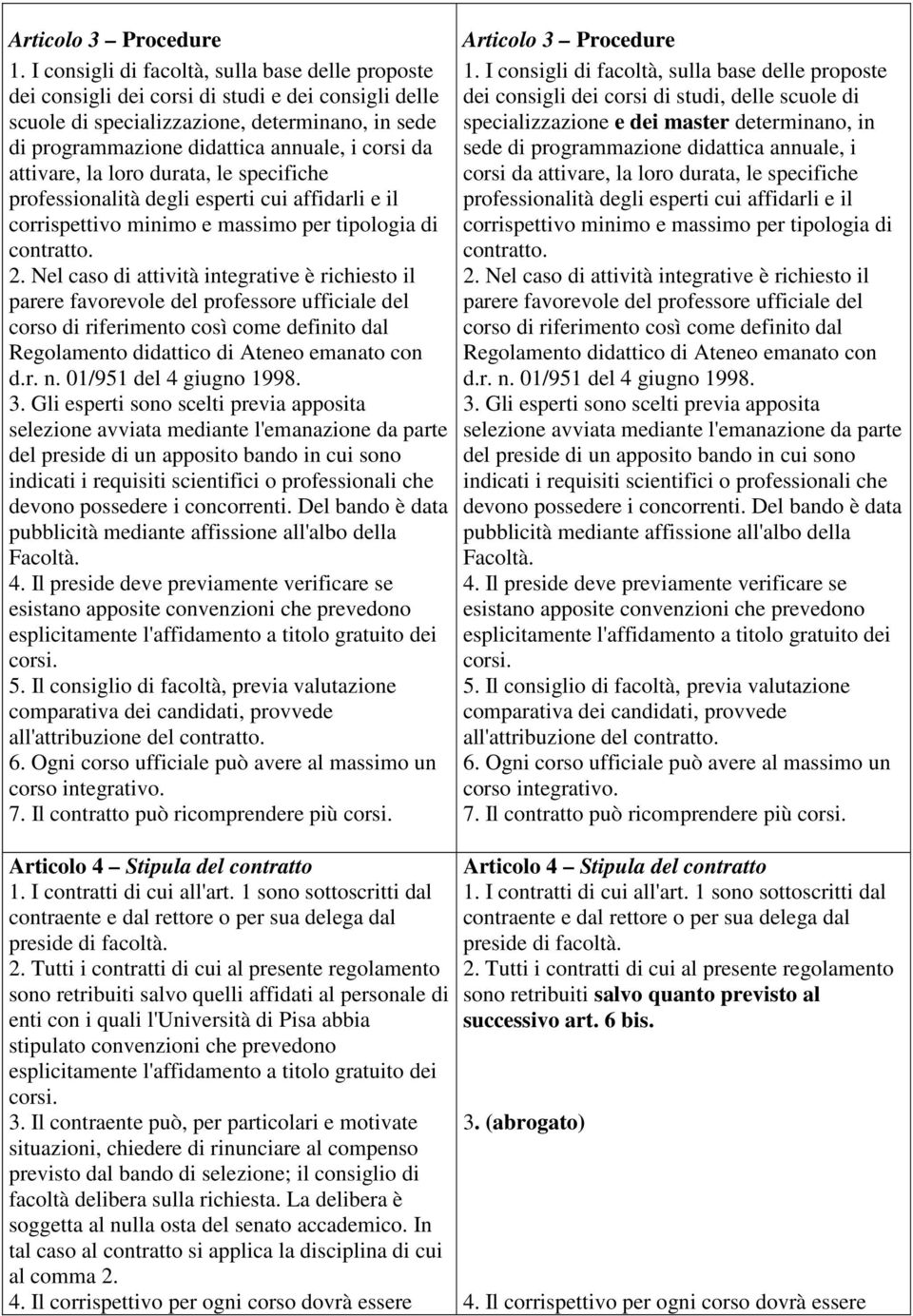 attivare, la loro durata, le specifiche professionalità degli esperti cui affidarli e il corrispettivo minimo e massimo per tipologia di contratto. 2.