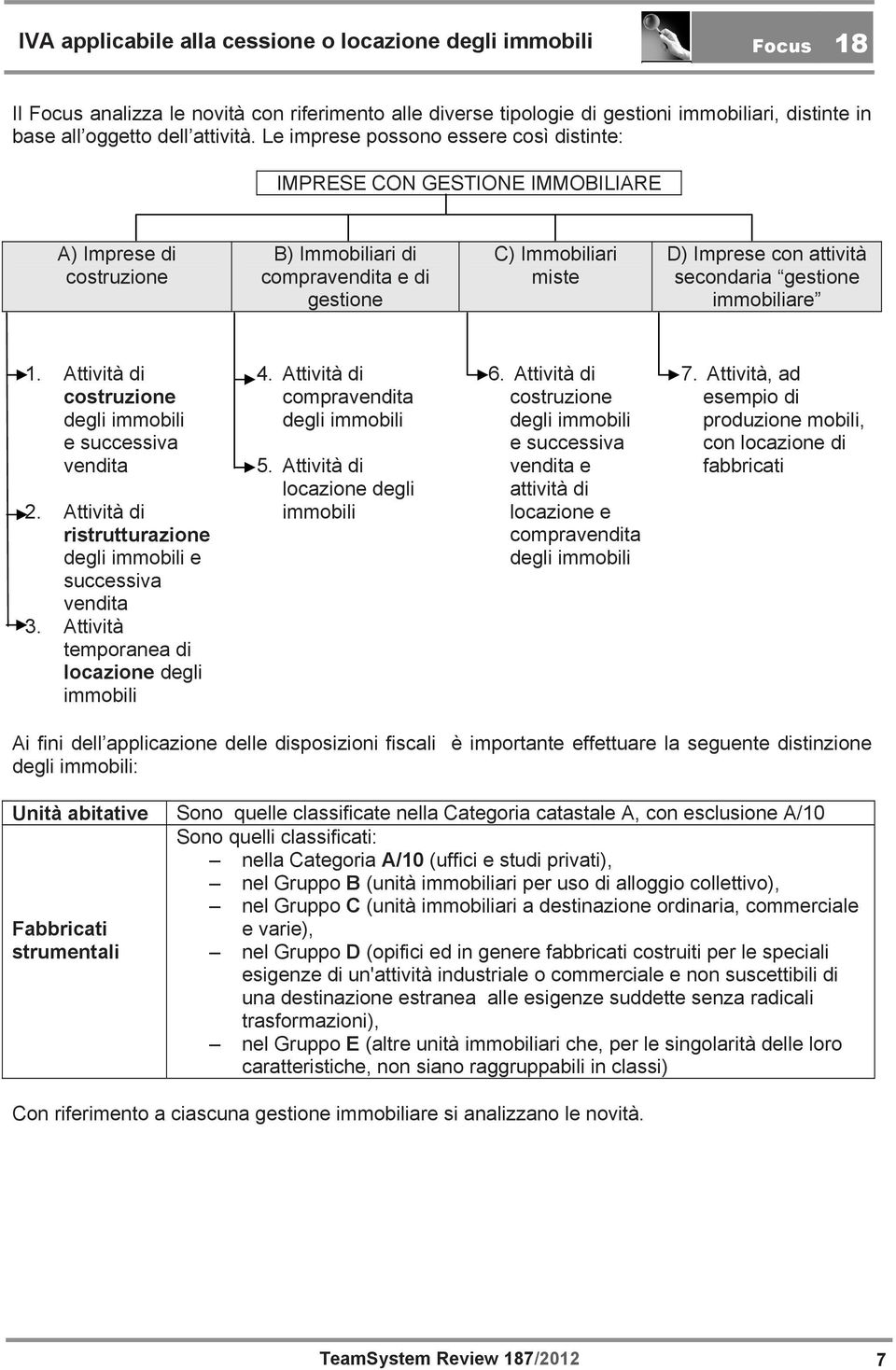 Le imprese possono essere così distinte: IMPRESE CON GESTIONE IMMOBILIARE A) Imprese di costruzione B) Immobiliari di compravendita e di gestione C) Immobiliari miste D) Imprese con attività