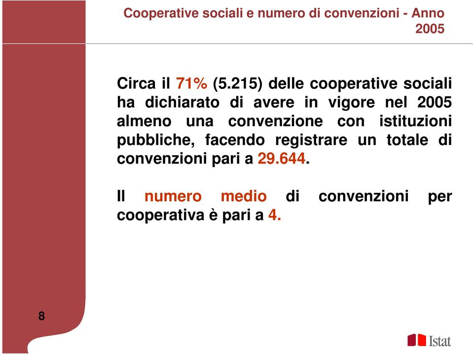 almeno una convenzione con istituzioni pubbliche, facendo registrare un totale