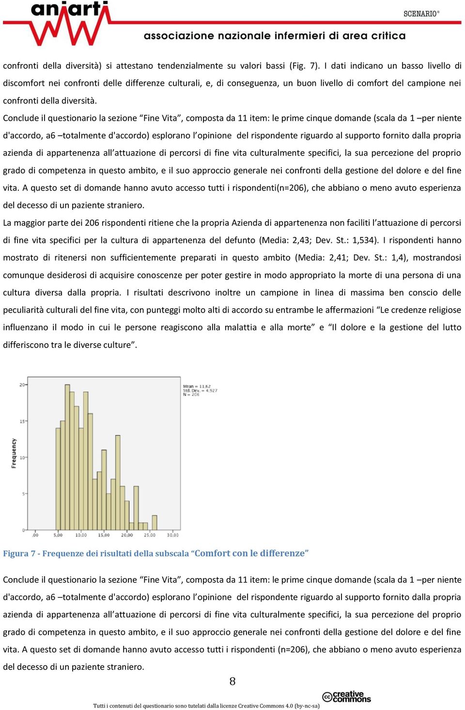 Conclude il questionario la sezione Fine Vita, composta da 11 item: le prime cinque domande (scala da 1 per niente d'accordo, a6 totalmente d'accordo) esplorano l opinione del rispondente riguardo al