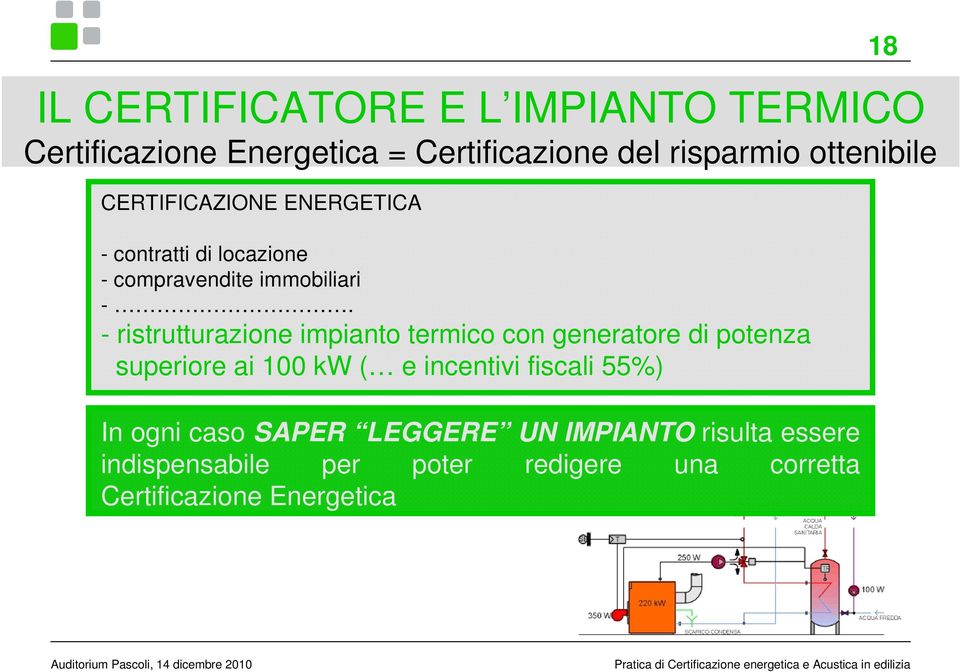 - ristrutturazione impianto termico con generatore di potenza superiore ai 100 kw ( e incentivi fiscali