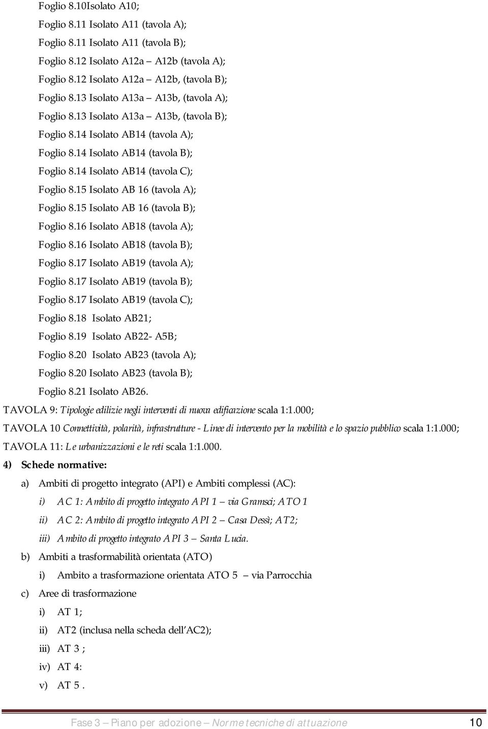 15 Isolato AB 16 (tavola A); Foglio 8.15 Isolato AB 16 (tavola B); Foglio 8.16 Isolato AB18 (tavola A); Foglio 8.16 Isolato AB18 (tavola B); Foglio 8.17 Isolato AB19 (tavola A); Foglio 8.