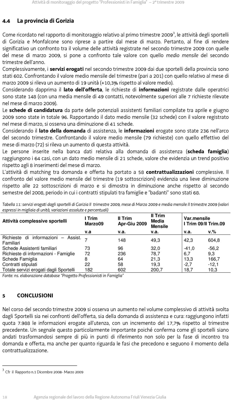 Pertanto, al fine di rendere significativo un confronto tra il volume delle attività registrate nel secondo trimestre 2009 con quelle del mese di marzo 2009, si pone a confronto tale valore con