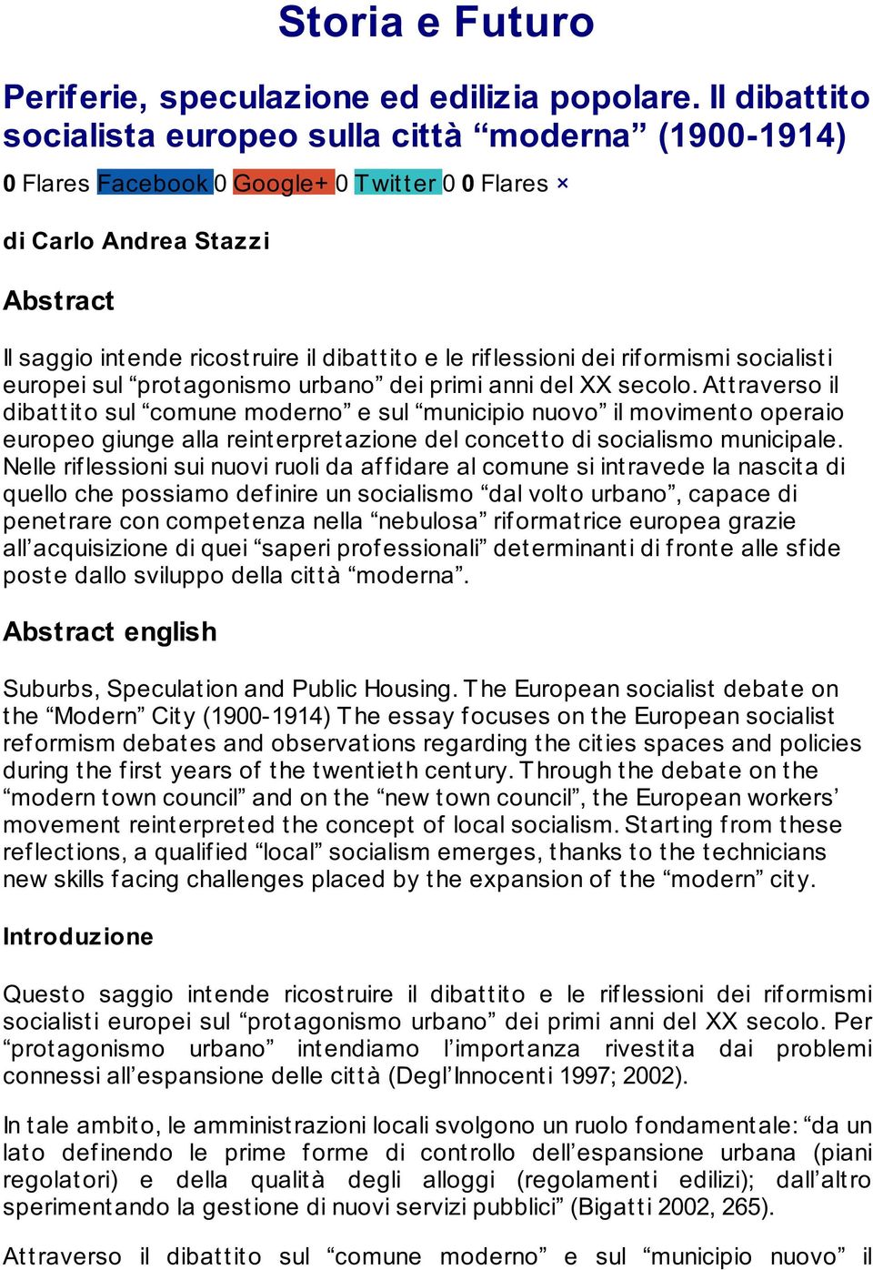 rif lessioni dei rif ormismi socialist i europei sul prot agonismo urbano dei primi anni del XX secolo.