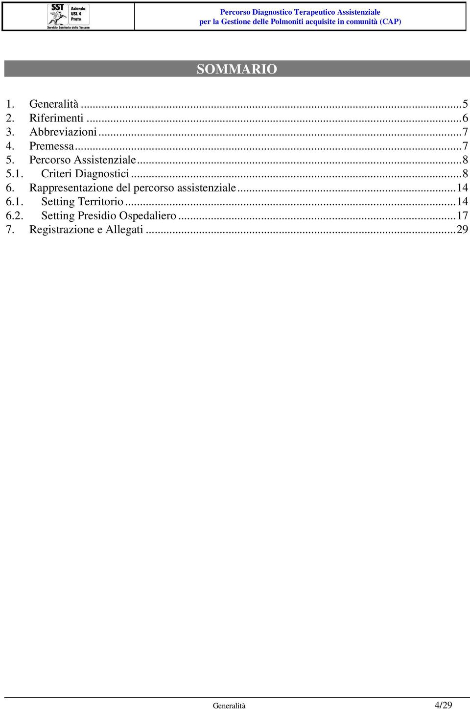 Rappresentazione del percorso assistenziale...14 6.1. Setting Territorio...14 6.2.