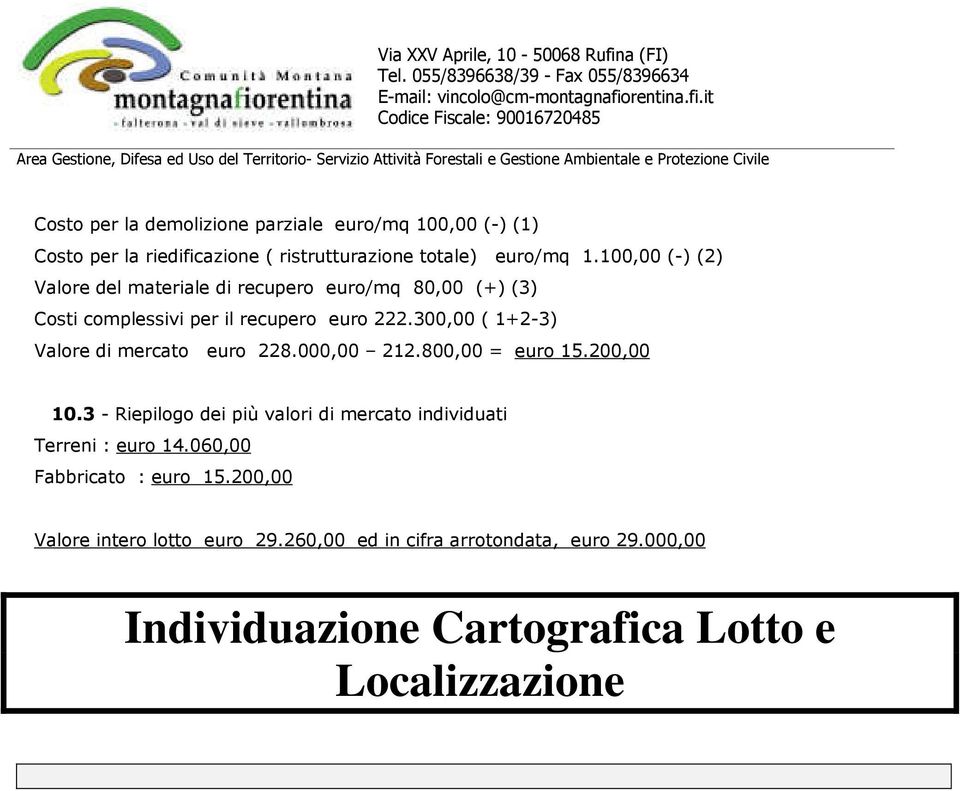 300,00 ( 1+2-3) Valore di mercato euro 228.000,00 212.800,00 = euro 15.200,00 10.