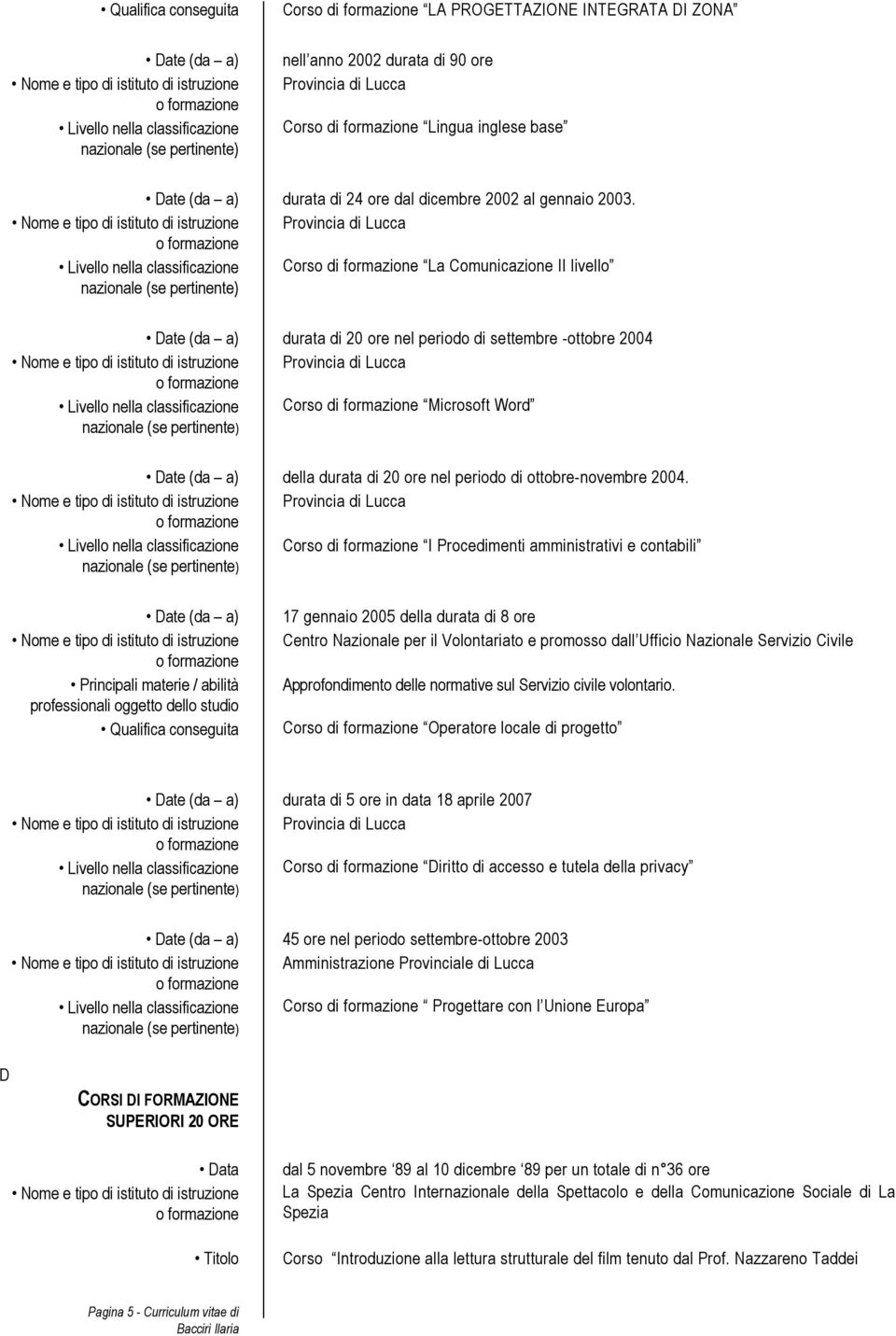 Provincia di Lucca Livello nella classificazione Corso di formazione La Comunicazione II livello durata di 20 ore nel periodo di settembre -ottobre 2004 Provincia di Lucca Livello nella